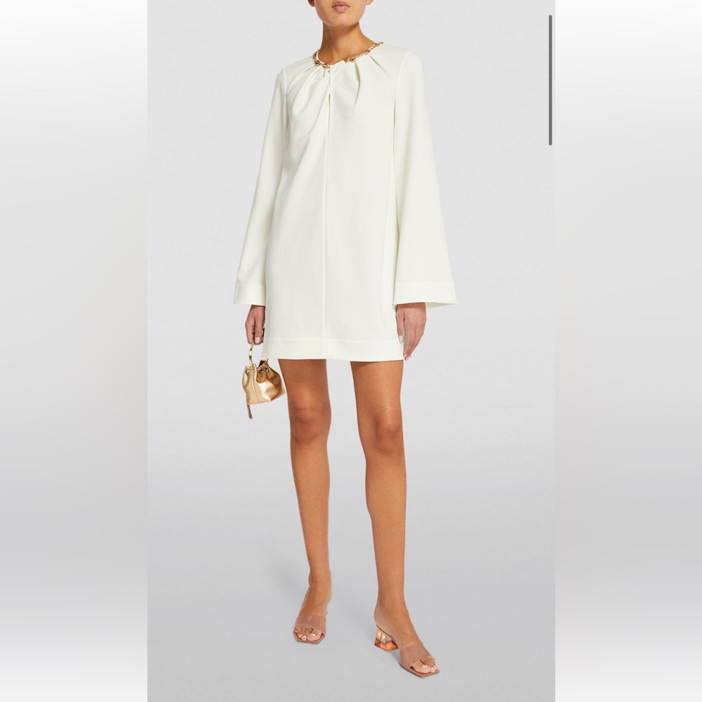 Staud Amanda Bell Sleeve Necklace Mini Dress
